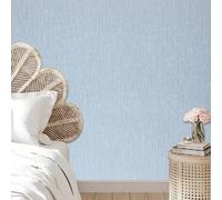 Cathpetic Blue Striped Wallpaper Mix Plain Thick Textured Wallpapers Modern 3D Embossed Blue Wall Paper for Bedroom Adults Teenager Living Room Lounge Hallway,3 Roll=15m²