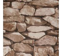 Cathpetic Brown Stone Brick Wallpaper Textured Vintage Rustic 3D Brick Effect Wallpaper for Fireplace Living Room Bedroom Kitchen Cafe Decoration,53 x 950cm 3 Roll