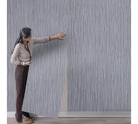 Cathpetic Dark Grey Striped Wallpaper Mix Plain Thick Textured Wallpapers Modern 3D Embossed Grey Wall Paper for Bedroom Adults Teenager Living Room Lounge Hallway,3 Roll=15m²