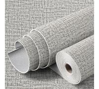Cathpetic Self Adhesive Wallpaper Grey Wallpaper 50 * 280cm 3mm Thicken Linen Textured Contact Paper Peel and Stick Wall Paper for Living Room Bedroom Cupboard Furniture Stickers