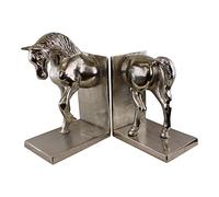 Caths Direct Aluminium Silver Effect Horse Bookends Set 30cm wide x 24cm