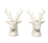 Caths Direct White Ceramic Stag's Head Salt & Pepper Pots Set