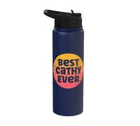 Cathy Name Retro Sunset Graphic Best Cathy Ever Stainless Steel Insulated Water Bottle