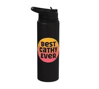Cathy Name Retro Sunset Graphic Best Cathy Ever Stainless Steel Insulated Water Bottle