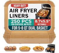 Cathy Yoder's Rectangle Air Fryer Liners, 250 PCS 8.7 inch Air Fryer Liners Disposable Rectangular, 8-12 QT Easy Cleanup Rectangular-Shape AirFryer Liner Parchment Paper for Cooking & Baking