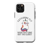 Caticorns Fly When They Come Out The Closet Cat Unicorn Fun Case for iPhone 11 Pro