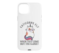Caticorns Fly When They Come Out The Closet Cat Unicorn Fun Case for iPhone 15 Plus