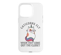 Caticorns Fly When They Come Out The Closet Cat Unicorn Fun Case for iPhone 15 Pro Max