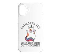 Caticorns Fly When They Come Out The Closet Cat Unicorn Fun Case for iPhone 16 Plus