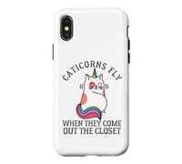 Caticorns Fly When They Come Out The Closet Cat Unicorn Fun Case for iPhone X/XS