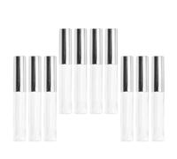 CATIEBYE 10pcs 10ml Empty Lip Gloss Tubes with Electroplated Silver Caps Circular Plastic Lip Subpackaging Bottles for Women Portable Balm Containers for Travel and DIY