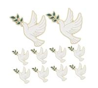 CATIEBYE 10pcs Peace Dove Brooch Pins for Women and Metal Bird Lapel Badge with Olive Branch Design Elegant Animal Jewelry Accessory for Hats Sweaters Backpacks and Shiny