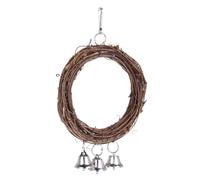 CATIEBYE 15Cm Rattan Vine Parrot Swing with 3 Bells, Hanging Bird Cage for Small to Medium Birds, Natural Rattan Pendant Suitable for Cage Play and Foot Exercise Random Color Random Color