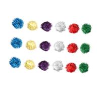 CATIEBYE 18pcs Cat Pom Pom Balls Glitter Bite-resistant Interactive Teaser for Indoor Cats Chase and Pounce Play Accessories for Active Pets Random Color