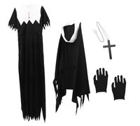 CATIEBYE 1PC Halloween Zombie Nun Costume for Adults Scary Party Uniform Creative Dress Up Outfit for Halloween Parties Festivals Lightweight Easy to Carry