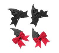 CATIEBYE 2 Pairs Halloween Devil Wing Hair Clips and Cloth Bat Wing Barrettes for Women and Goth Hair Accessories for Cosplay DIY Crafting and Spooky Party Hairstyles