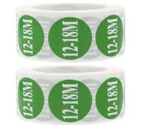 CATIEBYE 2 Rolls Clothing Size Stickers Paper Labels Self-Adhesive, Easy to Use and Practical for Market or Factory Use, Green Round Label for Garments and Shoes