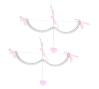 CATIEBYE 2 sets Valentine S Day Cupid Costume Prop Mini Silver Pink Bow and Arrow for Cosplay Wedding Masquerade Party Lightweight Cupid Accessory for Romantic Photo Props and Decorations