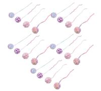 CATIEBYE 20Pcs Interactive Cat for Indoor Cats - Chirping Wool Yarn Balls with Bell, Small Sensory Play Balls for Kittens, Chewable Tail Teasing for Boredom Relief