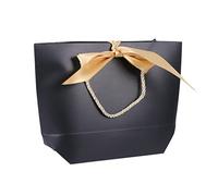 CATIEBYE 24Pcs Chic Bow Knot Pattern Handbag Bags for Parties Black Paper Treat and Souvenir Pouches for Home Celebrations Showers and Special Events
