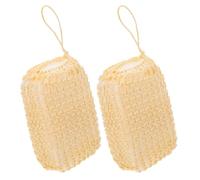 CATIEBYE 2pcs Exfoliating Sisal Sponge Exfoliating Body Scrubbers 5.89x3.73x1.97in Stronger Cleaning Ability Convenient to Grip Home Bathing with Lanyard Elastic Band