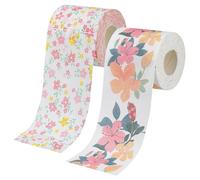 CATIEBYE 2pcs Flower Print Toilet Paper Rolls, Floral Patterned Tissue Paper, Standard Size Decorative Toilet Tissue for Bathroom Use