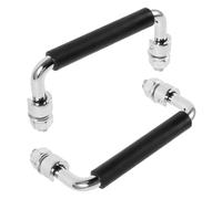 CATIEBYE 2pcs Folding Pull Handles for Toolbox Chest Cases Iron Chrome Plated with Rubber Grip Easy Install Cart Handle Replacement for Storage Boxes