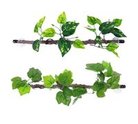 CATIEBYE 2pcs Green Plastic Reptile Terrarium Vines with Realistic Texture and Complex Climbing Structures, Flexible Hanging Branches for Gecko and Lizard Habitat Decoration