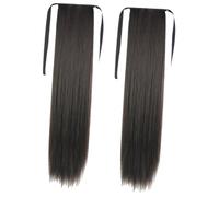 CATIEBYE 2pcs Long Straight Hair Wig Ponytail Extension Women Synthetic Hair Piece for Ponytail Extension Wig Use