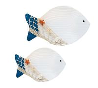 CATIEBYE 2pcs Mediterranean Wall Hanging Fish Ornament Wooden Art Set