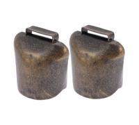 CATIEBYE 2pcs Metal Cattle Bells Loud Farm Animal Hanging Ornaments Vintage Bronze Medium Livestock Bells for Pet Collars and Grazing Supplies