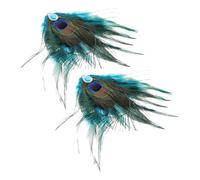 CATIEBYE 2pcs Peacock Hair Clip Vintage Faux Plumage Barrette Green Nylon Metal Plastic Colourful Plume Decoration for Women Dance Parties Weddings
