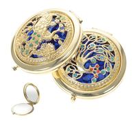 CATIEBYE 2pcs Portable Folding Small Makeup Mirrors for Women, Lightweight Two-sided Compact Mirror with Gilded Golden Frame, Chic and Elegant Design for Travel and Purse