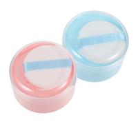 CATIEBYE 2pcs Powder Puff and Container Set Body Powder Puff Boxes for Babies Pink and Blue Empty for Travel and Daily Use