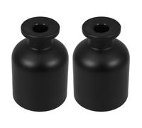 CATIEBYE 2pcs Refillable Vintage Diffuser Bottles 100ml Black Glass Cylindrical Essential Oil Diffuser Bottles for Homes and Offices, Elegant and Stylish Aromatherapy Containers