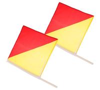 CATIEBYE 2pcs Signal Flags 35x35cm Red Yellow Handheld Training Flags with 50-60cm Pole for Sports Referee, Race, Naval Direction and Safety Signaling