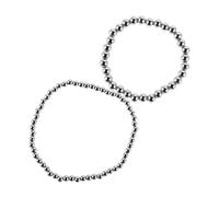 CATIEBYE 2pcs Titanium Steel Beads Bracelets for Women Rust Resistant Wrist Jewelry Elegant High Gloss Finish Decorative Beaded Wristbands for Daily Wear