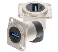 CATIEBYE 2pcs USB 3.0 Front Panel Bulkhead Connectors Female to Female Pass through Sockets with Metal and PC Housing, Space-saving Design and Anti-aging Features for Data Transfer