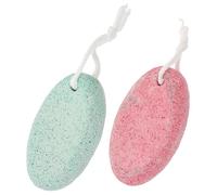 CATIEBYE 2pcs Volcano Stone Feet Scraping Stones with Storage Box Double-Sided Softening Dry and Hard Skin for Effective Feet Care Random Color