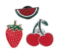CATIEBYE 3 Pcs Enamel Fruit Brooches Cute Watermelon Strawberry Cherry Pins for Women Versatile Lapel Accessories for Clothing Backpacks Hats