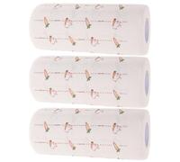 CATIEBYE 3 Rolls Disposable Kitchen Cleaning Wipes, 55 Sheets Each, Greaseproof Food-Grade Paper Towels Carrot Rabbit Cartoon Print for Household Kitchen Cleaning