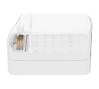CATIEBYE 30 Pcs Nail Drill Bits Storage Holder Grinding Head Finishing Case 4.72x2.48x2.36in Plastic Safe Storage Box for Personal Home Use Female Friends with Cleaning Brush