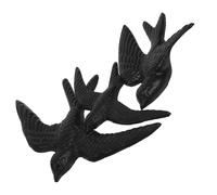 CATIEBYE 3pcs Black Cast Iron Bird Wall Ornaments Hanging Decoration for Yard and Hallway, Rustic Metal Artwork with Vivid and Delicate Design, Photography Props and Home Decor