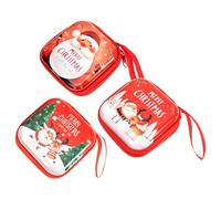 CATIEBYE 3pcs Christmas Mini Wallets Coin Purses with Zipper Design Compact Metal Square Xmas Storage Bags for Adults, Cute Red Xmas Pendant for Hanging on Christmas Tree Or Shoulder