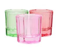 CATIEBYE 3pcs Glass Octagonal Dappen Dish Cups Mixing Cup for Nail Manicure Acrylic Nail Liquid Bowl and Dampen Dish Powder Holder