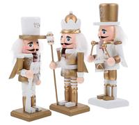 CATIEBYE 3pcs Handcrafted Nutcracker Ornaments Gold Traditional Christmas Nutcracker Soldiers for Festive Desktop Decor and Holiday Collection