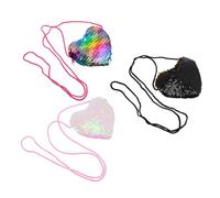 CATIEBYE 3pcs Heart-Shaped Sequin Coin Purses with Long Lanyard, Stylish Portable Change Bags for Women, Lightweight Chic Wallets for Everyday Use Random Color