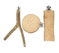 CATIEBYE 3pcs Natural Wood Parrot Stand Perch with Built-in Bolts and Wing Nuts for Claw Grinding, Stable and Reliable Bird Stand Accessories Suitable for Parakeets and Cockatiels in Cage