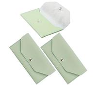 CATIEBYE 3pcs Pu Leather Long Wallet Set Reusable Budget Envelope Wallets, Green Change Purse for Women with Snap Button Closure, Compact Money Pouch for Cash and Receipts, Minimalist Cash