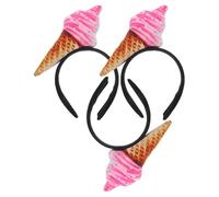 CATIEBYE 3pcs Spa Headbands Hair Accessories for Makeup Application and Hair Styling, Cute Ice Cream Cone Shape, Fabric Material Universal Fit and Multifunctional Use